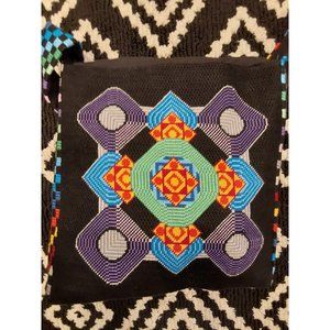 Vintage NEW Multicolor against Black Needlepoint Handbag. Grannycore, Geometric
